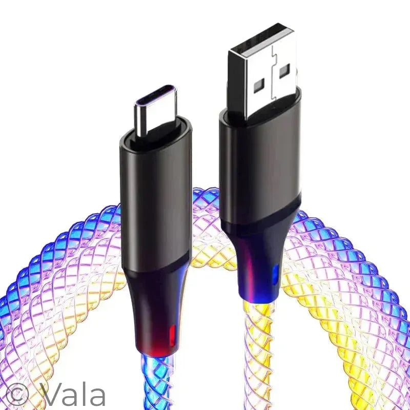 RGB Glowing Fast Charge Cable – 6A 66W USB-C, Breathing Light