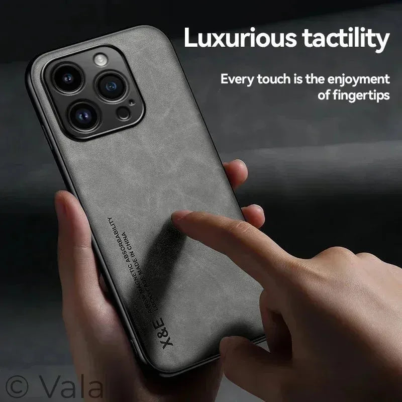 Premium Leather iPhone Case – Magnetic, Slim & Anti-Scratch, iPhone 6–17 Pro Max