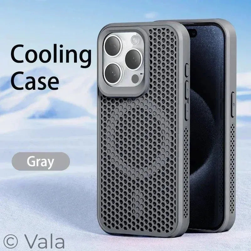 Breathable Magnetic iPhone Case | Cooling Hard Back Cover | MagSafe Ready | iPhone 11–17 Pro Max Plus