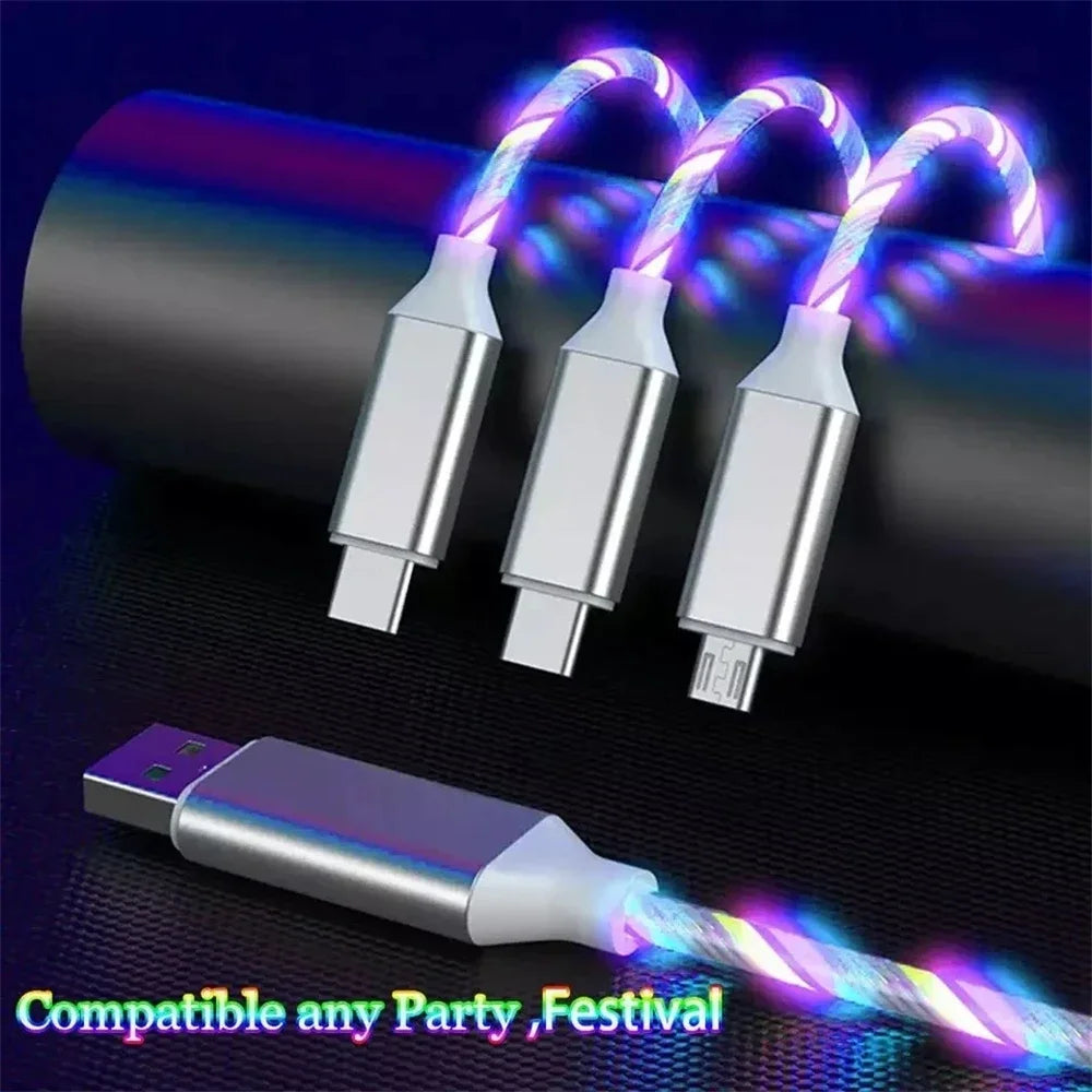 3-in-1 LED Glow Fast Charging Cable | USB-C, Lightning & Micro USB