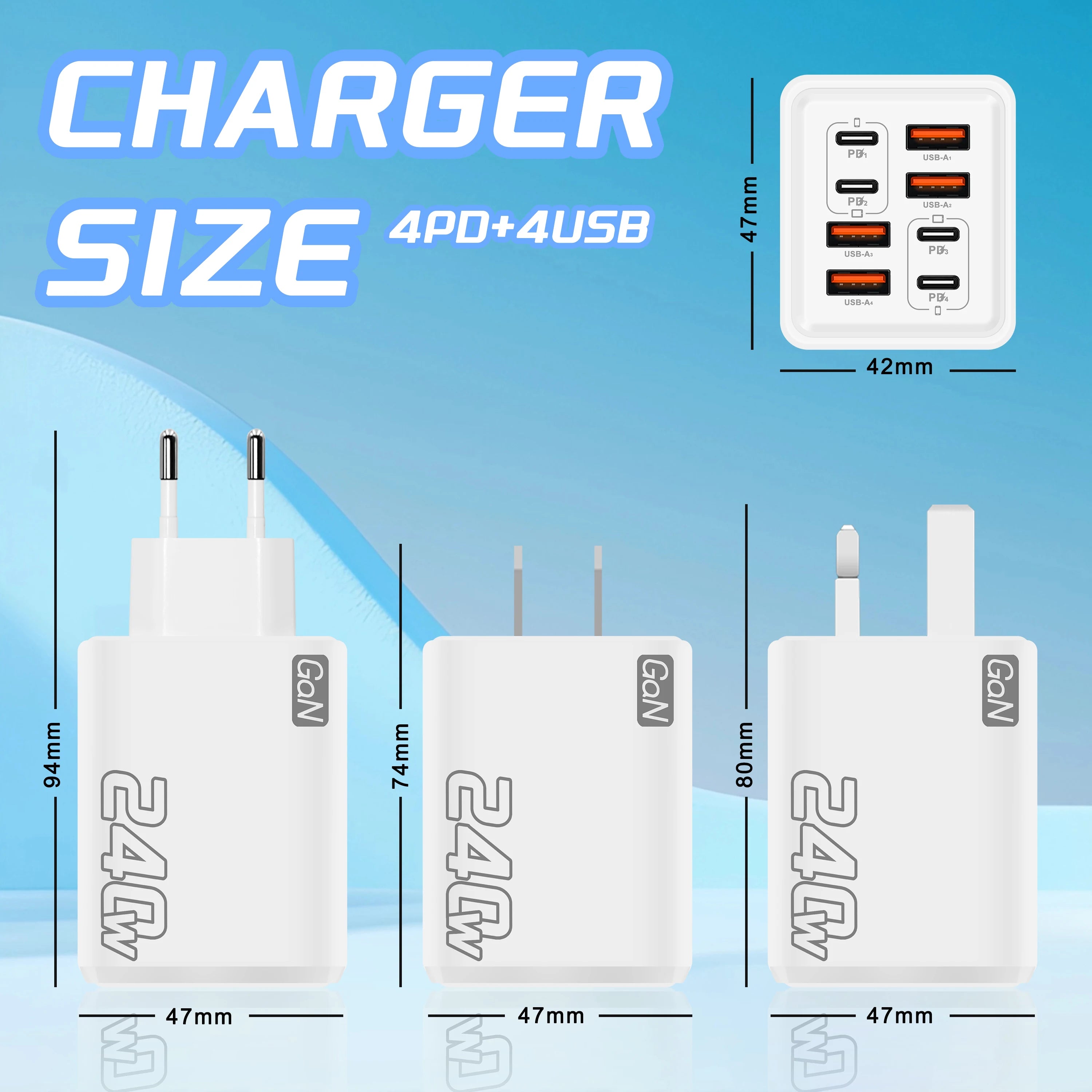 240W GaN USB-C Charger 8-in-1