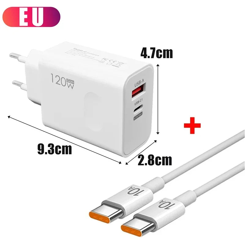 120W Fast Charger for iPhone, Samsung & Xiaomi