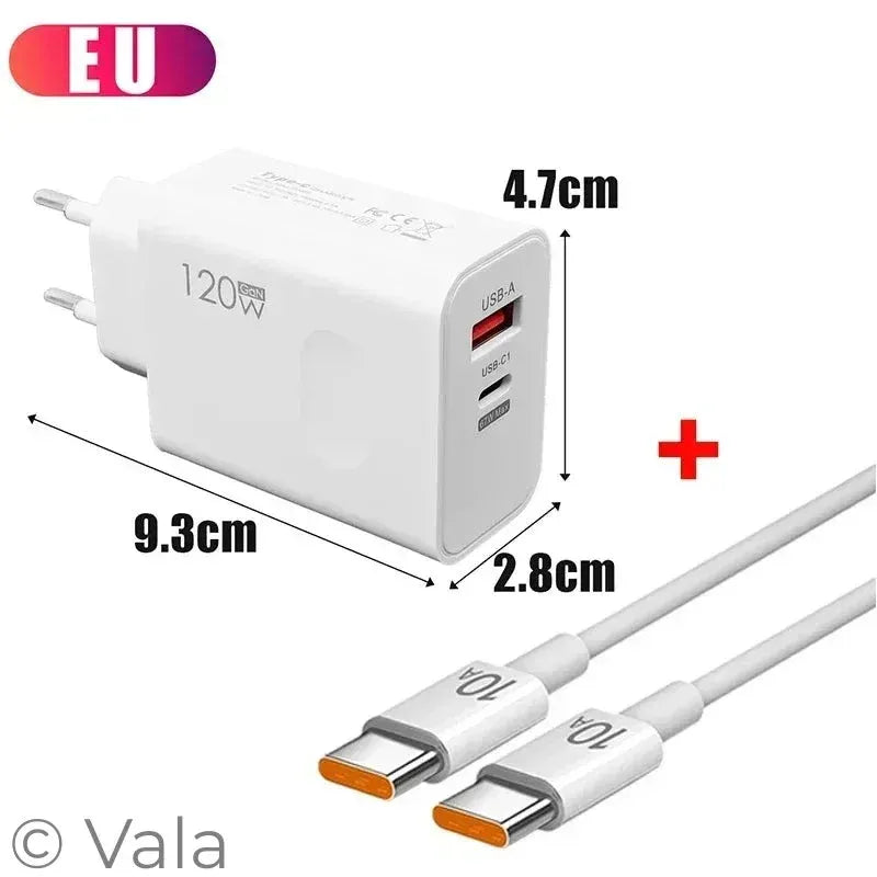 120W Fast Charger for iPhone, Samsung & Xiaomi