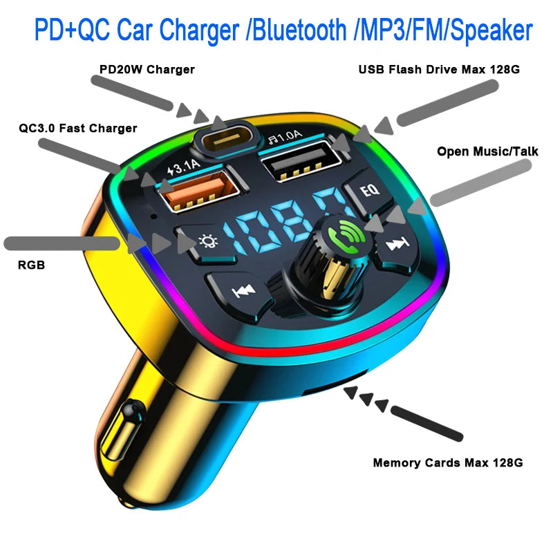 Fireurus Bluetooth 5.0 FM Transmitter for Car