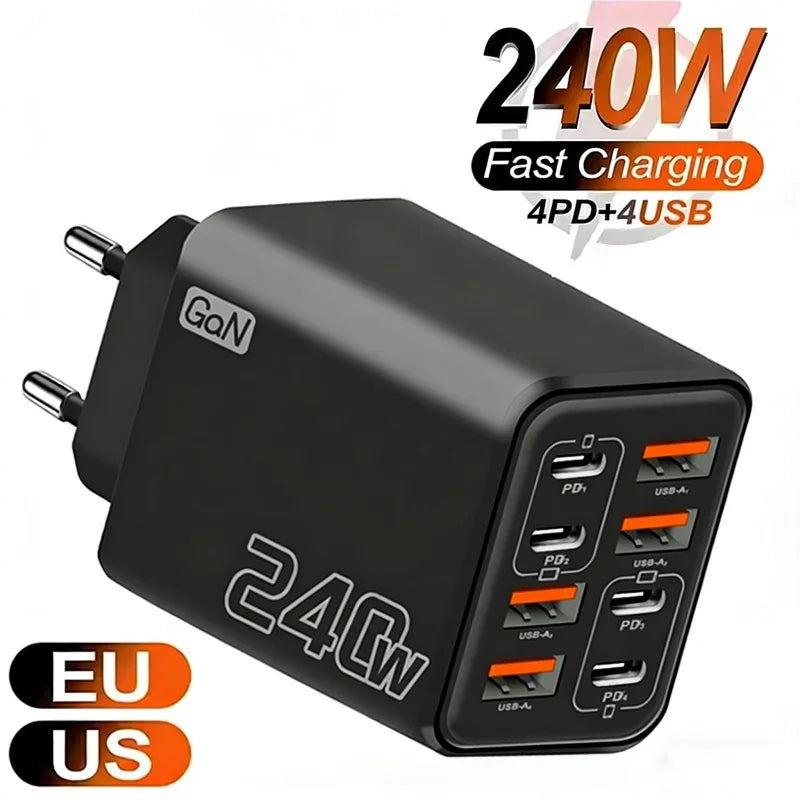 240W GaN USB-C Charger 8-in-1