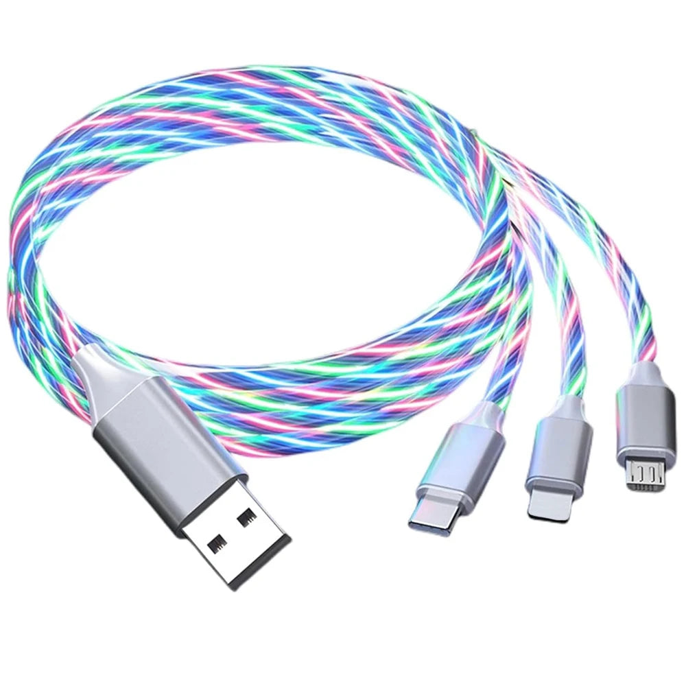 3-in-1 Flowing LED Charging Cable