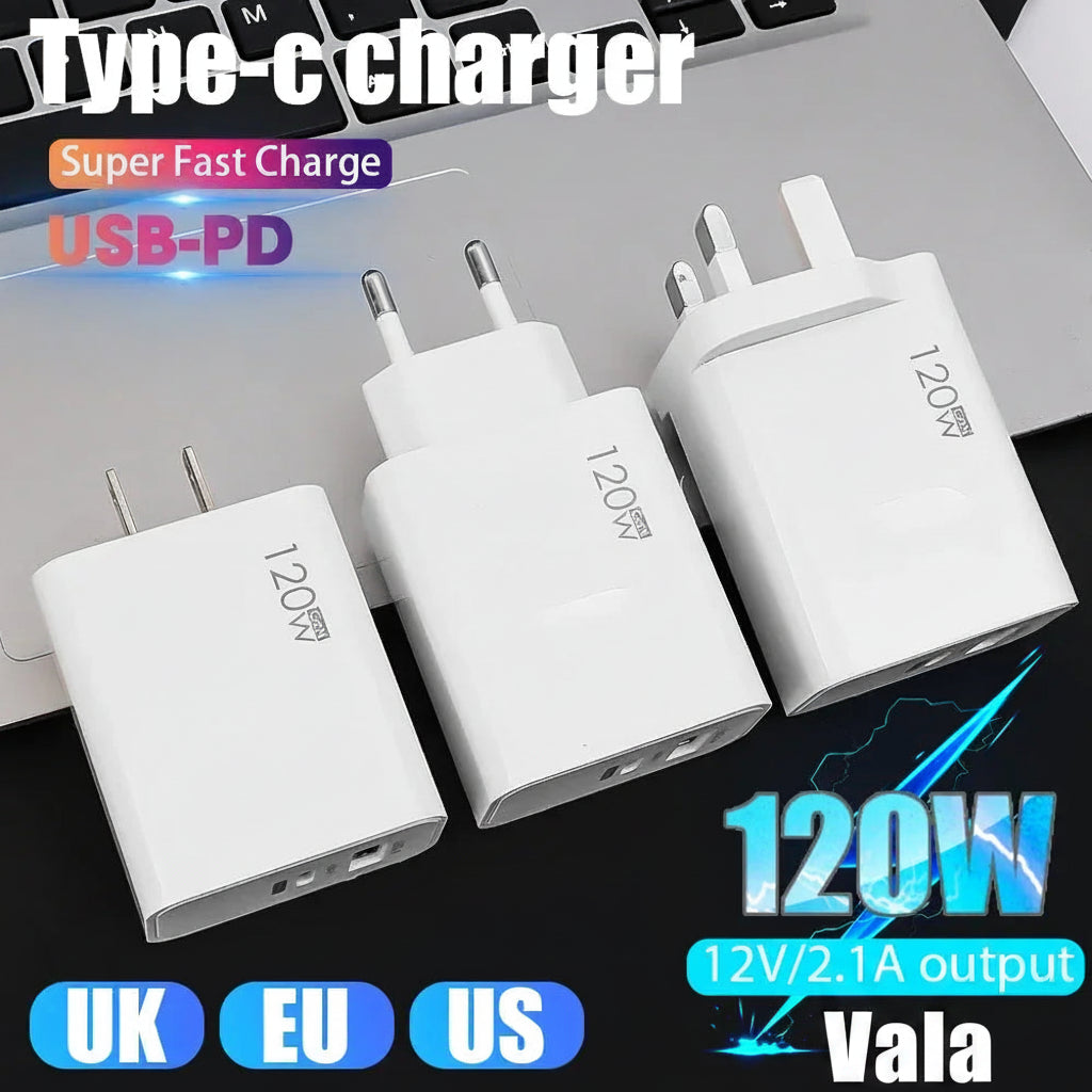 120W Fast Charger for iPhone, Samsung & Xiaomi