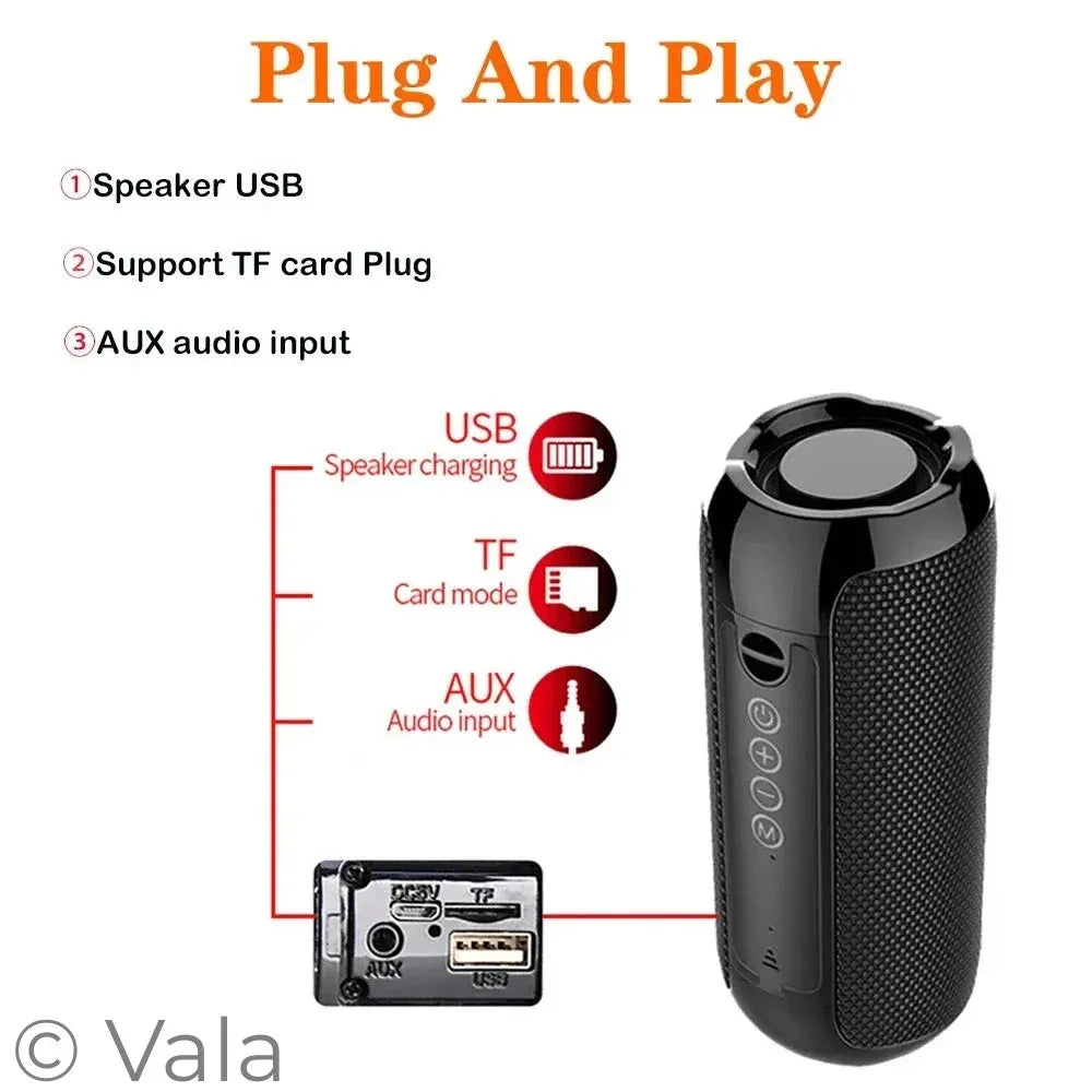 Portable Bluetooth Speaker – 360° Stereo, FM Radio, TWS & LED Lights