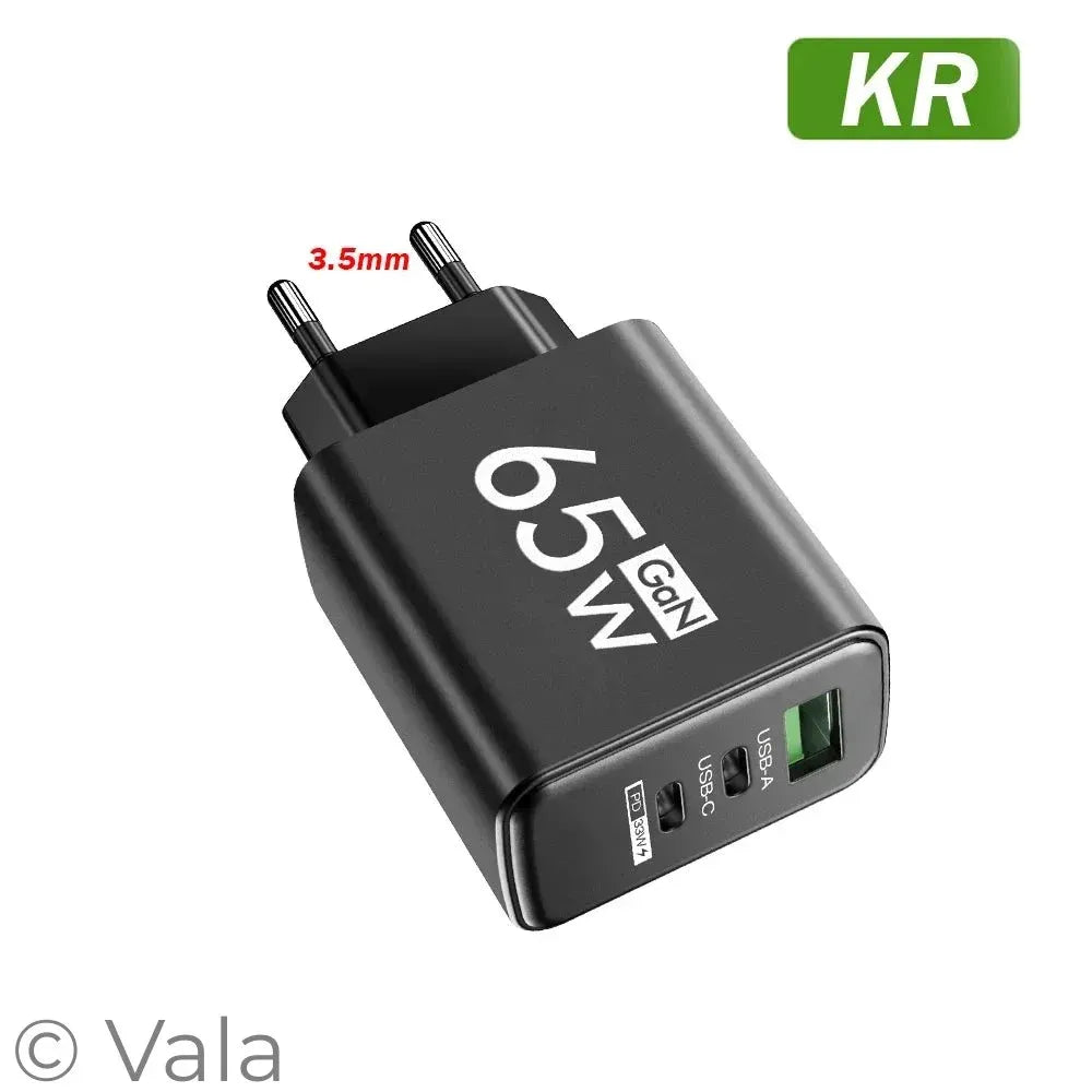 Total 65W GaN USB Type C Charger Fast Charging Mobile Phone Charge Adapter For iPhone Samsung Xiaomi Huawei QC 3.0 Wall Charger