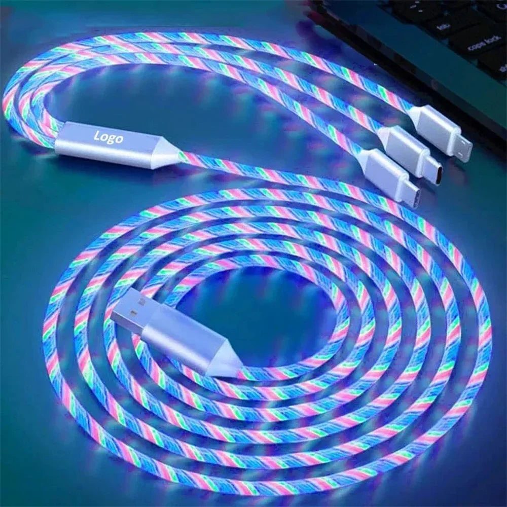 3-in-1 LED Glow Fast Charging Cable | USB-C, Lightning & Micro USB