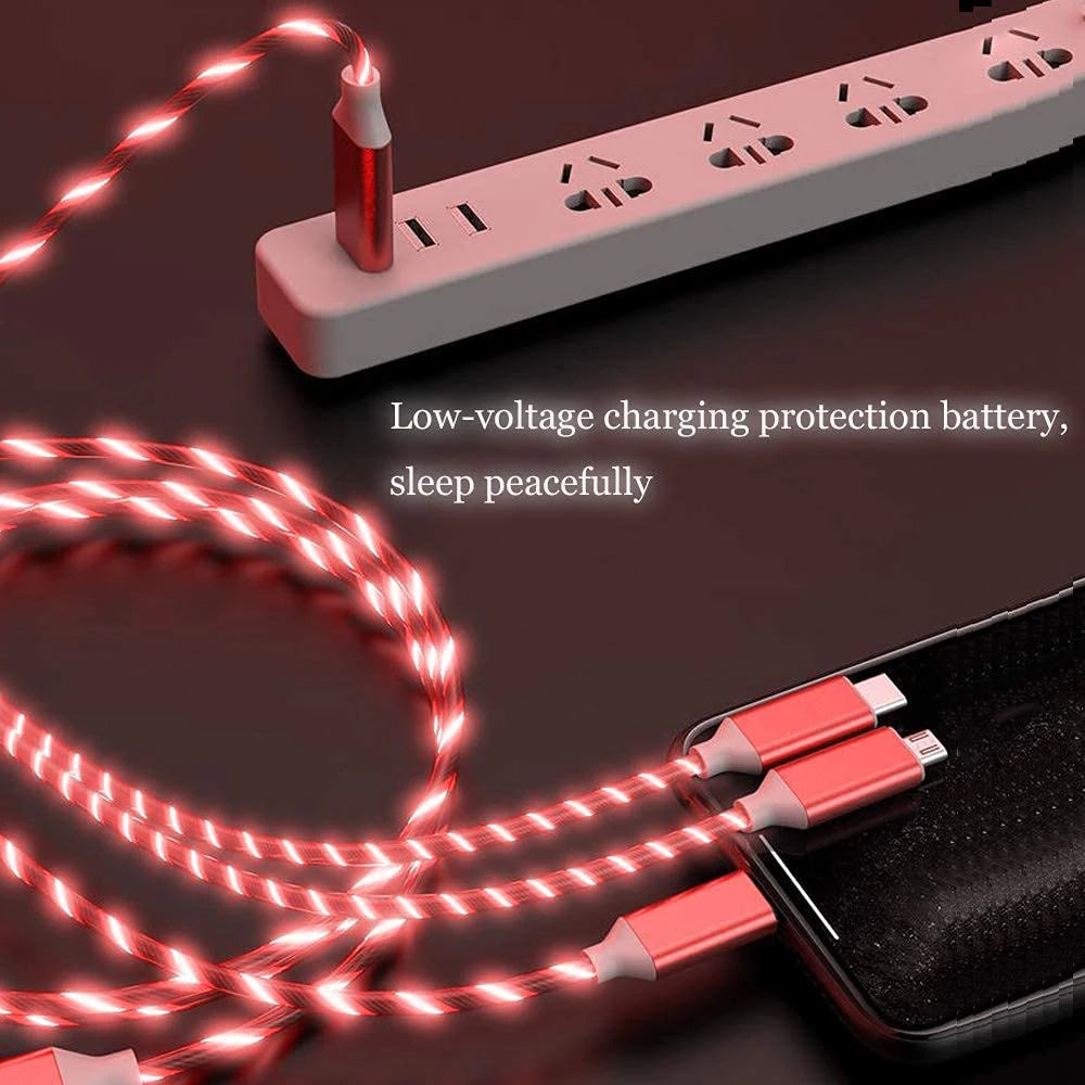 3-in-1 Flowing LED Charging Cable
