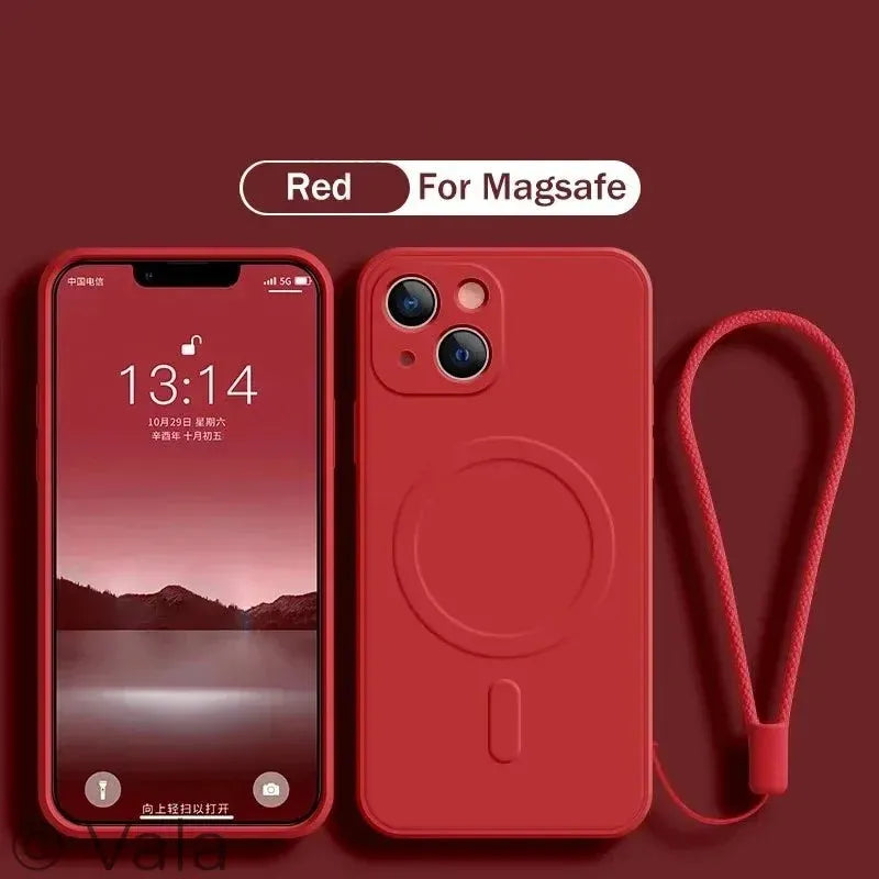 MagSafe Liquid Silicone iPhone Case – Wireless Charging, Shock-Proof & Anti-Scratch, iPhone X–16 Pro Max