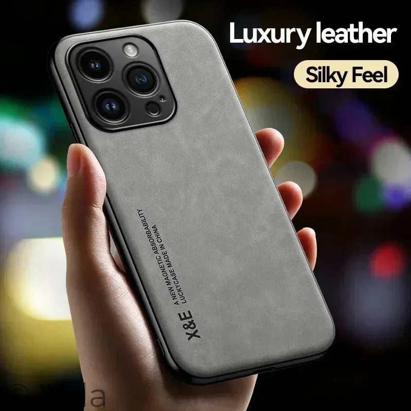 Premium Leather iPhone Case – Magnetic, Slim & Anti-Scratch, iPhone 6–17 Pro Max