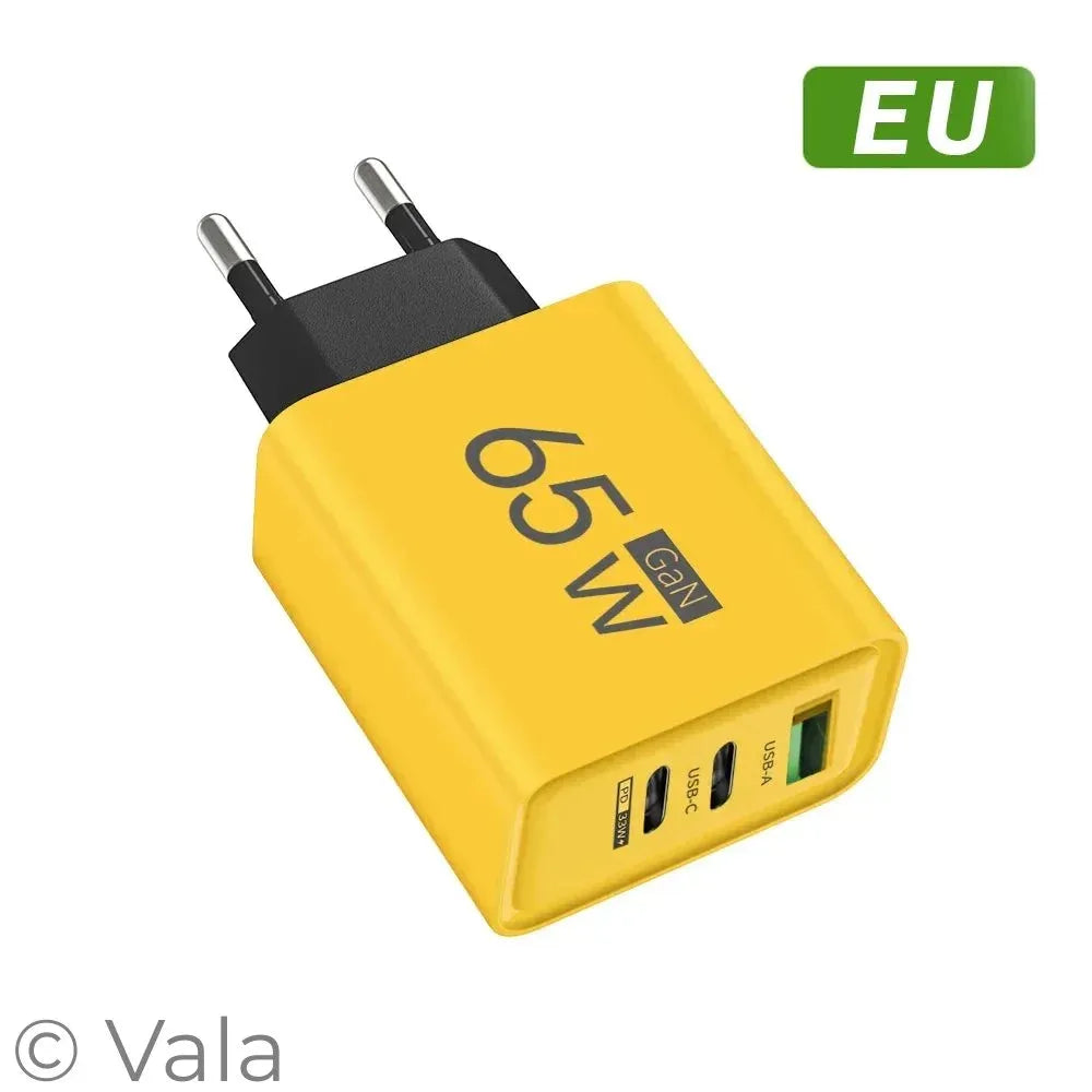 Total 65W GaN USB Type C Charger Fast Charging Mobile Phone Charge Adapter For iPhone Samsung Xiaomi Huawei QC 3.0 Wall Charger