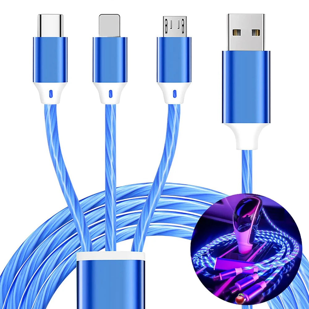 3-in-1 Flowing LED Charging Cable