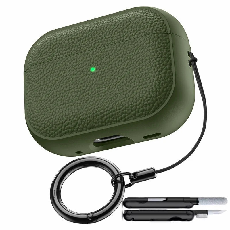 Premium Leather AirPods Case with Lanyard & Cleaning Pen