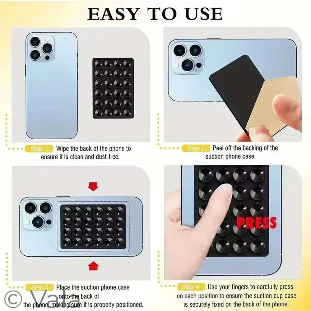 Silicone Suction Phone Mount – 3M Adhesive, Non-Slip, Selfie & Video Stand