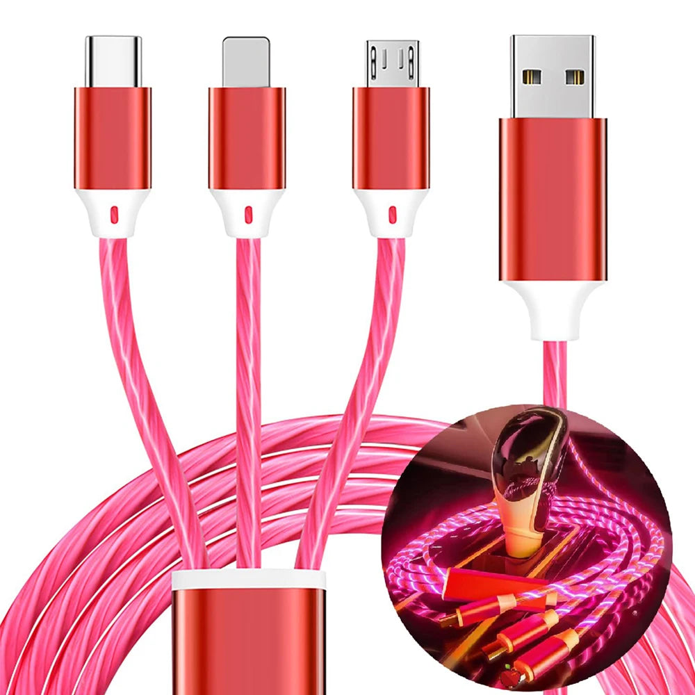 3-in-1 Flowing LED Charging Cable