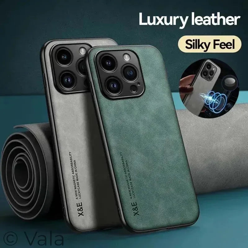 Premium Leather iPhone Case – Magnetic, Slim & Anti-Scratch, iPhone 6–17 Pro Max