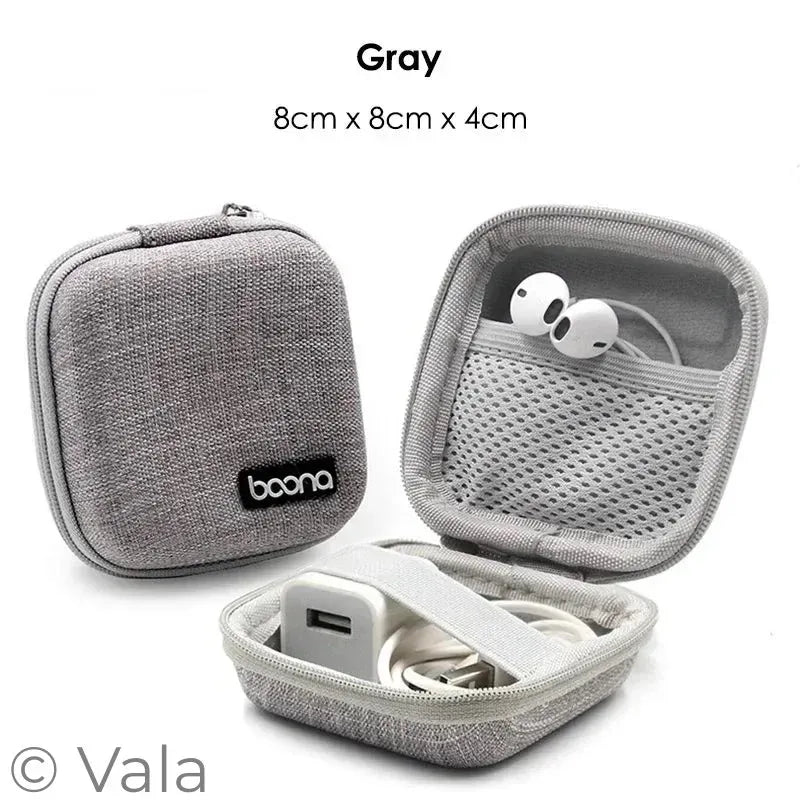 Mini Hard Shell Tech Organizer – Cables, Chargers & Earphones