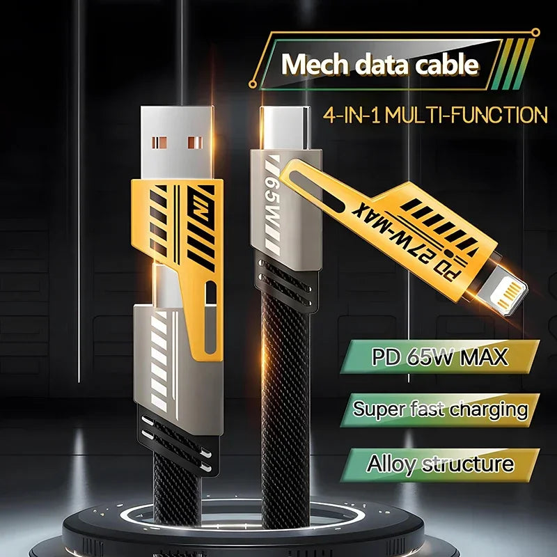 4-in-1 Mecha Fast Charging Cable (65W / PD 27W)